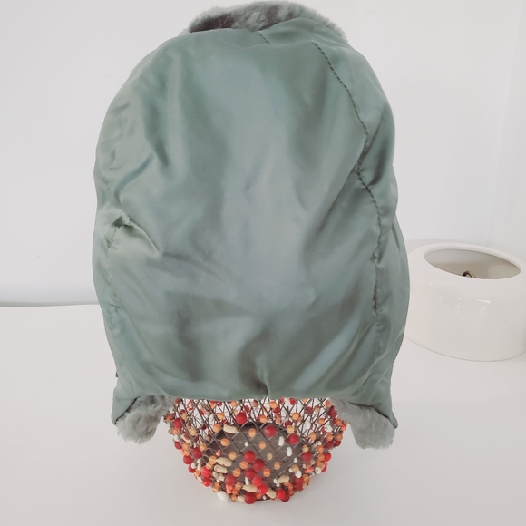 60s PROPPER Med Helmet Flyers Winter Hat B9B Green Nylon Aviator Pilot NO STRAP! - Picture 12 of 13